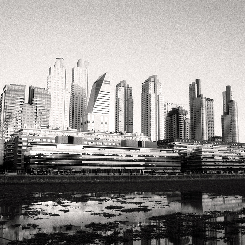 black and white buenos aries skyline