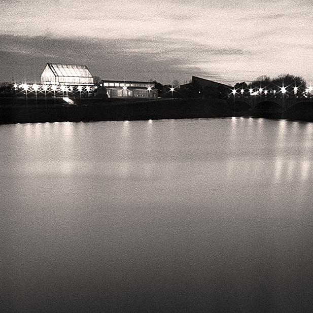 black and white indianapolis zoo across the white river