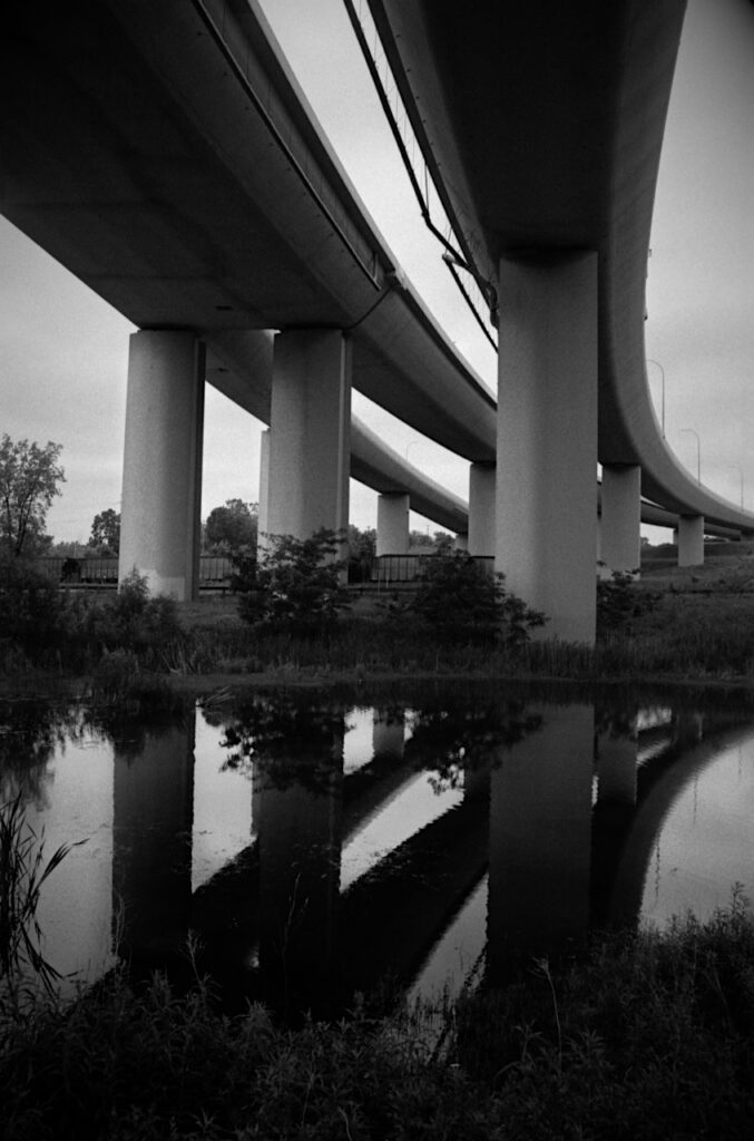 under a bridge on ramp